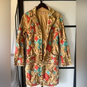 Johnny Was Floral duster Jacket - embroidered- Tan, Red, Blue